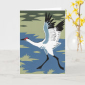 Carte de voeux de grue blanche (Fleur jaune)