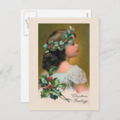 Carte de voeux "de guirlande de houx de Noël" (Devant / Derrière)