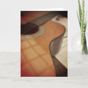 Carte de vœux de guitare acoustique à l'aspect rét