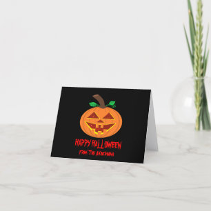 Carte de vœux de Halloween avec citrouille sourian