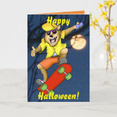 Carte de voeux de Halloween de planchiste de (Fleur jaune)