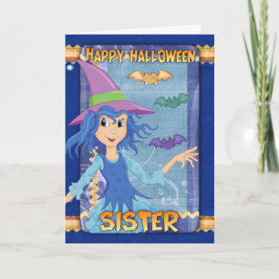 carte de voeux de Halloween de soeur avec la
