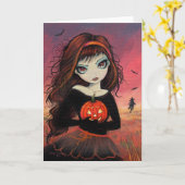 Carte de voeux de Halloween du feu d'automne (Fleur jaune)