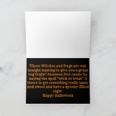 Carte de vœux de Halloween Sorcière volante et châ (Intérieur)