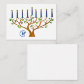 Carte de vœux de Hanoucca à la menorah du jardin s (Devant / Derrière)