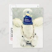 Carte de voeux de Hanoukka - lapin et globe de (Devant / Derrière)