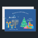 Carte de vœux de Hanukka et Noël<br><div class="desc">Célébrez la saison des fêtes de lumière et de paix avec cette carte de vœux. (Image de Freak). La carte est facile à personnaliser avec votre libellé, police et couleur de police. Pas exactement ce que vous cherchez ? Tous nos produits peuvent être conçus sur mesure pour répondre à vos...</div>