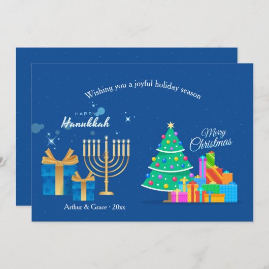 Carte de vœux de Hanukka et Noël (Devant / Derrière)