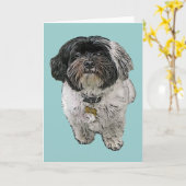 Carte de voeux de Havanese (Fleur jaune)