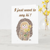 Carte de voeux de hérisson joyeux (Fleur jaune)