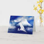 Carte de voeux de héron du mont Fuji et de vol (Fleur jaune)