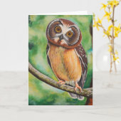 Carte de vœux de hibou (Fleur jaune)