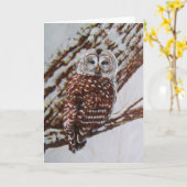 Carte de voeux de hibou barré - masquez à (Fleur jaune)