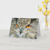 Carte de voeux de hibou - blanc (Fleur jaune)