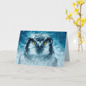 carte de vœux de hibou d'hiver (Fleur jaune)