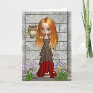 Carte de voeux de hibou et de servante