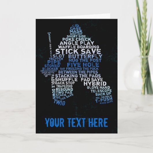 Carte de voeux de hockey Goalie Text Art (Devant)