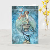 Carte de voeux de Jade Moon Mermaid par Molly Harr (Fleur jaune)