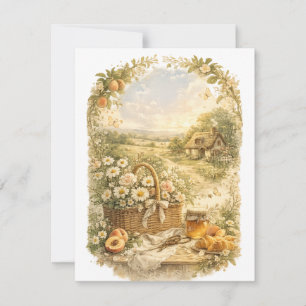 Carte de vœux de jardin de cottage vintage   Flora
