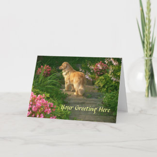 Carte de voeux de jardin de golden retriever