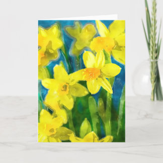 Carte de voeux de jonquilles dans l'aquarelle