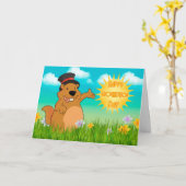 Carte de voeux de jour de Groundhog avec le (Fleur jaune)