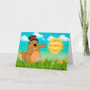 Carte de voeux de jour de Groundhog avec le
