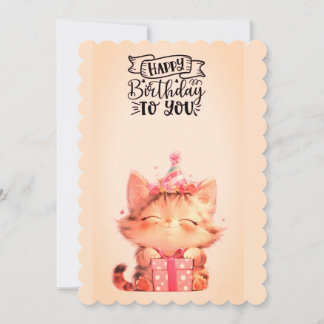 Carte de vœux de joyeux anniversaire adorable chat