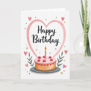 Carte de Vœux de Joyeux Anniversaire avec Gâteau