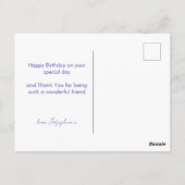 Carte de vœux de joyeux anniversaire bleu poussiér (Dos)