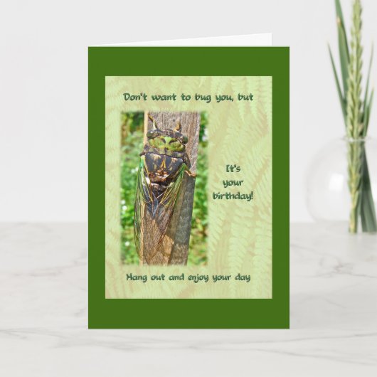 Carte de voeux de joyeux anniversaire de cigale (Devant)