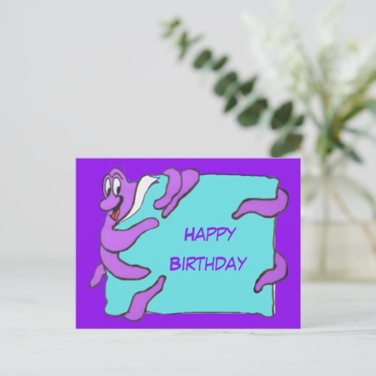 Carte de vœux de joyeux anniversaire Pieuvre Messa (Debout devant)