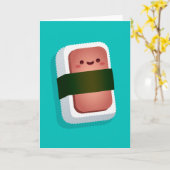 Carte de voeux de Kawaii Musubi (blanc à (Fleur jaune)