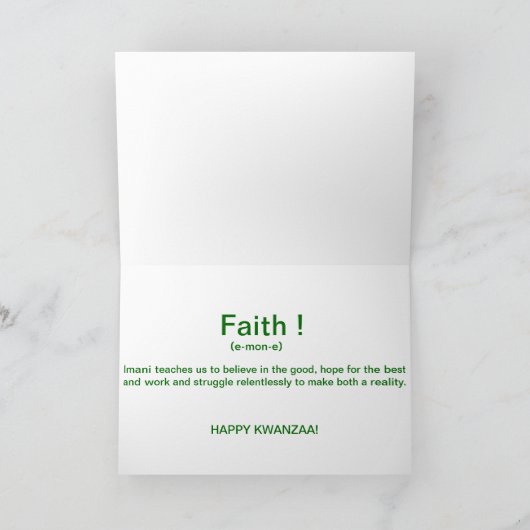 CARTE DE VOEUX DE KWANZAA (Intérieur)