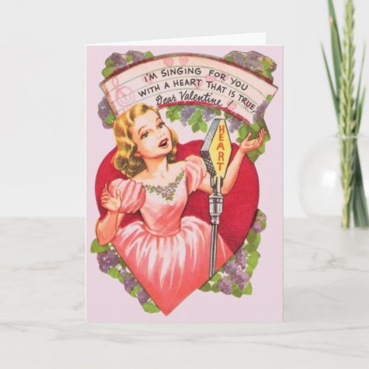 Carte de voeux de la chanteuse vintage Valentine (Devant)