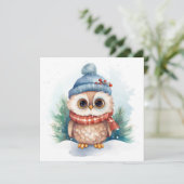 Carte de voeux de la Chouette de Noël (Debout devant)