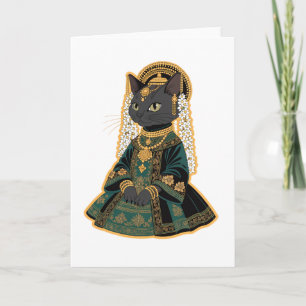 Carte de vœux de la déesse de mariage au chat gris