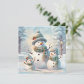 Carte de vœux de la famille Bonhomme de neige (Debout devant)
