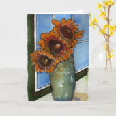 Carte de voeux de la fenêtre de tournesol (Fleur jaune)