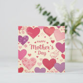Carte de vœux de la fête des mères avec cœurs (Debout devant)