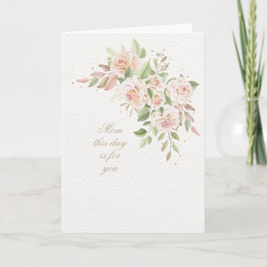 Carte de vœux de la fête des mères Rose rose en fo (Devant)