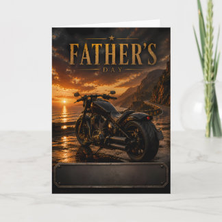 Carte de vœux de la fête des pères moto nom person