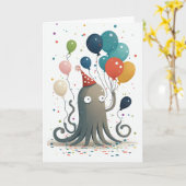 Carte de voeux de la fête d'Octopus (Fleur jaune)