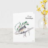 Carte de vœux de la mésange à tête noire (Fleur jaune)