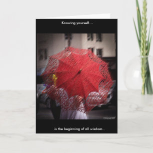 Carte de voeux de la photo parapluie rouge de dent
