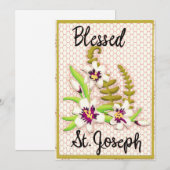 Carte de vœux de la Saint-Joseph avec lily (Devant / Derrière)