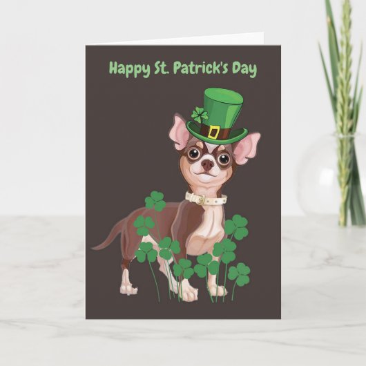 Carte de vœux de la Saint-Patrick avec chiot Chihu (Devant)