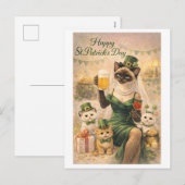 Carte de vœux de la Saint-Patrick Chat Glamour (Devant / Derrière)