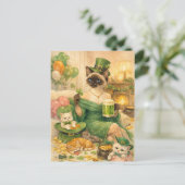 Carte de vœux de la Saint-Patrick Chat Glamour (Debout devant)