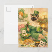 Carte de vœux de la Saint-Patrick Chat Glamour (Devant / Derrière)